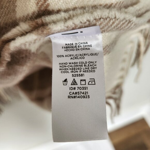 Loft Neutral Knit Wrap Poncho Sweater Wrap Open Front Fringe Shawl One Size Tan - Picture 6 of 7